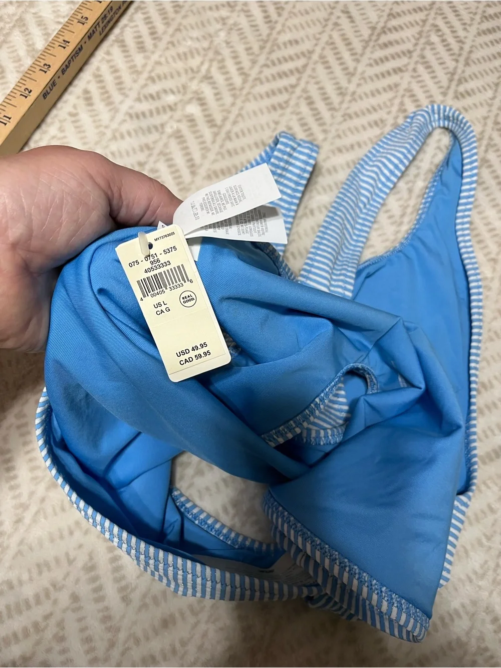 Aerie Large Blue and White Striped One-Piece Swimsuit